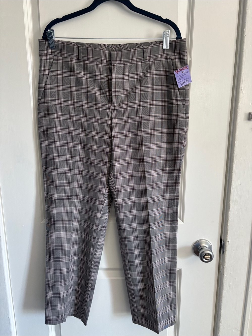 Veronica Beard  purple with grey Plaid Trousers with Pink Windowpane